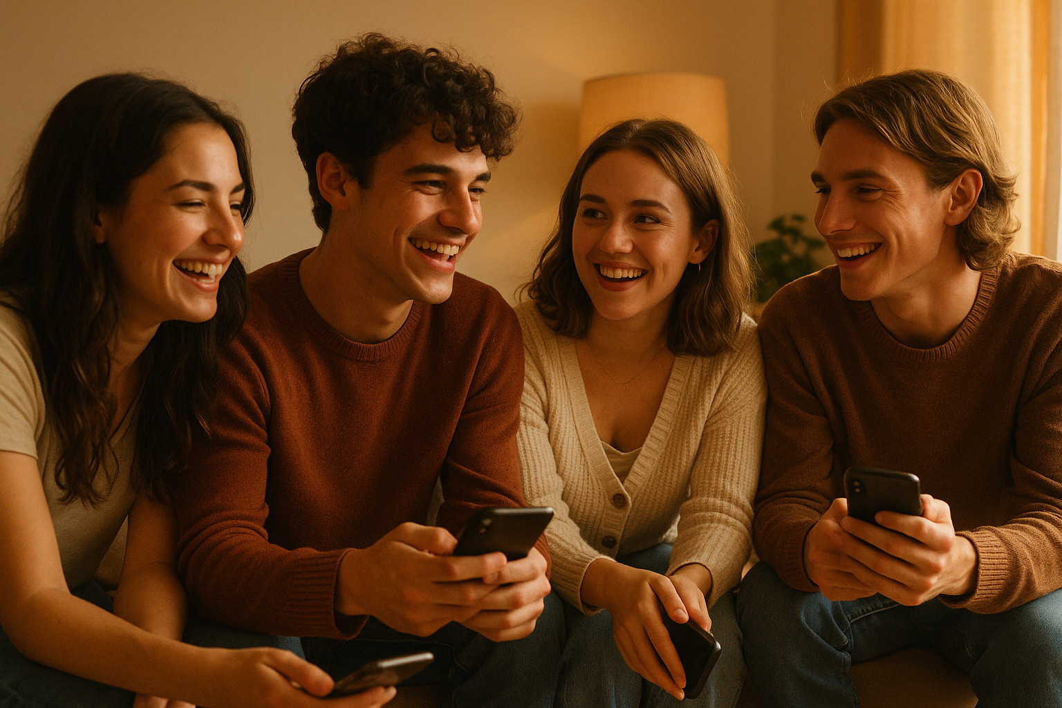 Friends chatting cozy