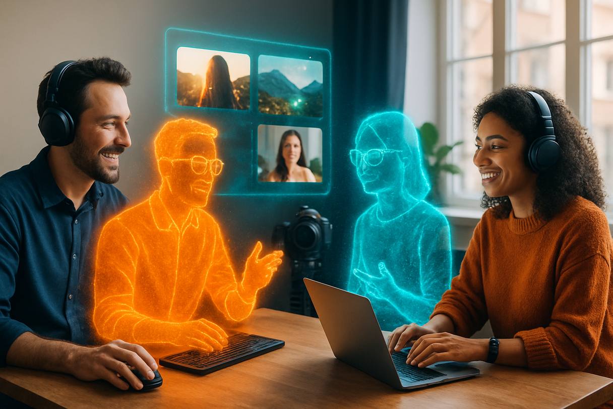 Content team producing campaign assets with AI drafting support