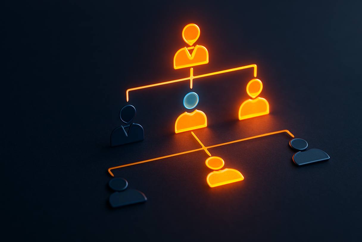 Network diagram of collaborating virtual employees