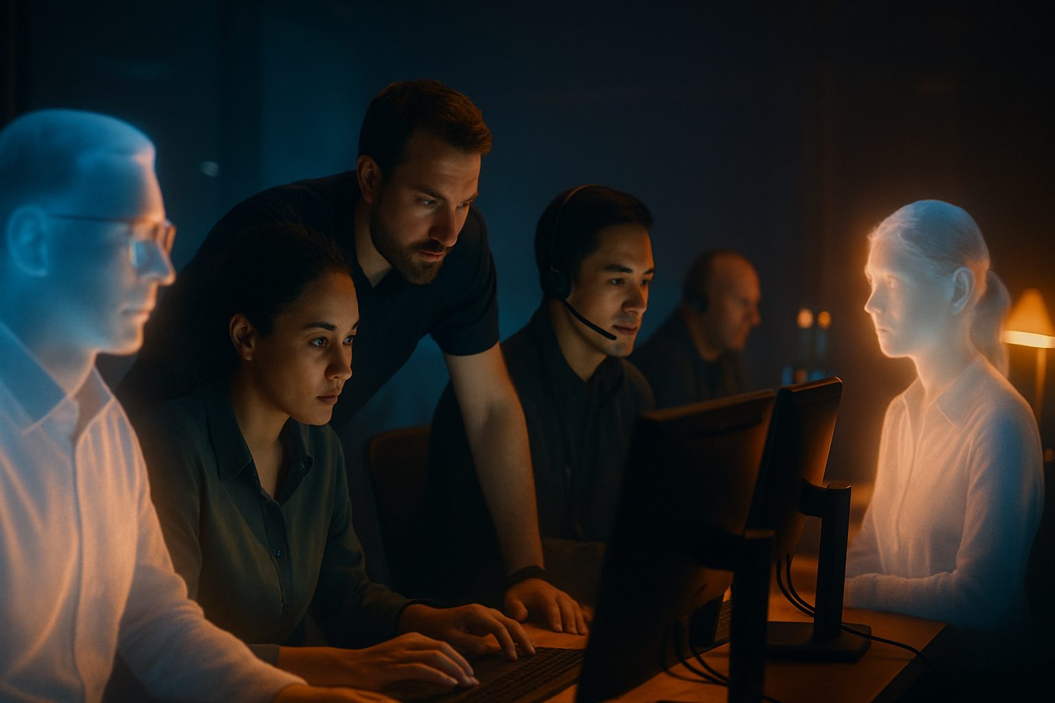 A full division team of people and virtual employees working together around the clock